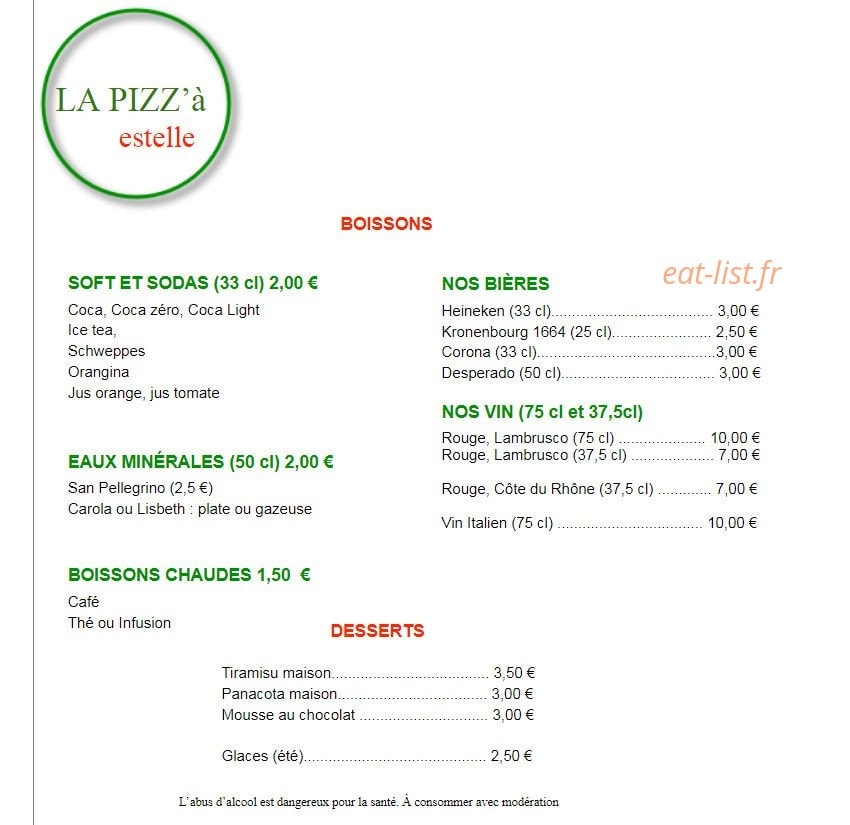 Pizz à estelle — carte page 3