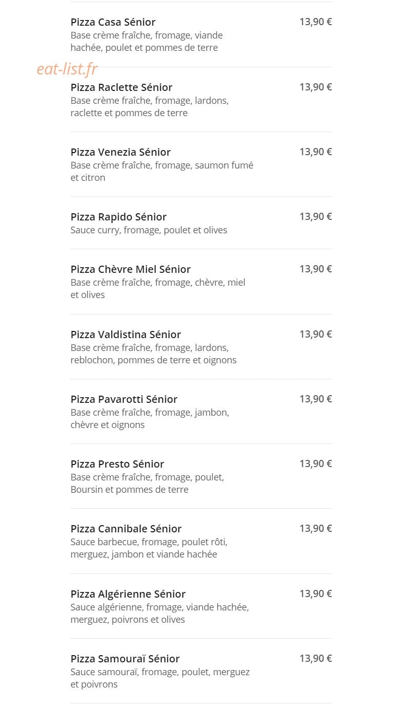 Rapido pizza — carte page 13