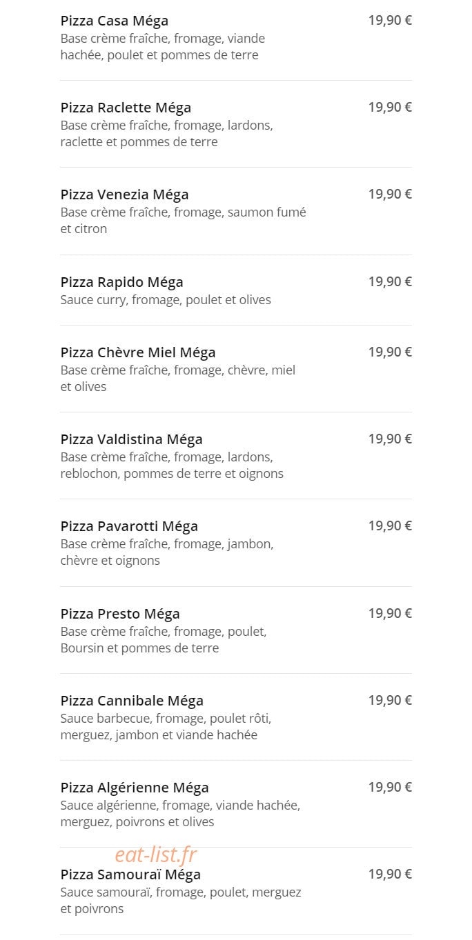 Rapido pizza — carte page 17