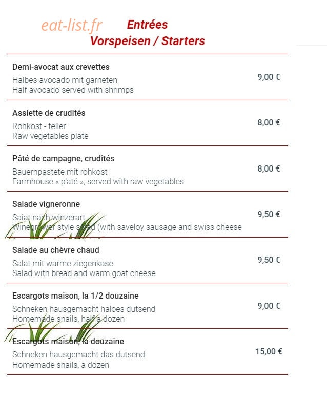 Restaurant du Ladhof — carte page 1