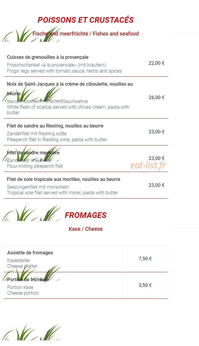 Restaurant du Ladhof — carte page 5