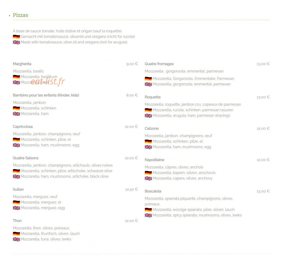 Restaurant Le K — carte page 4
