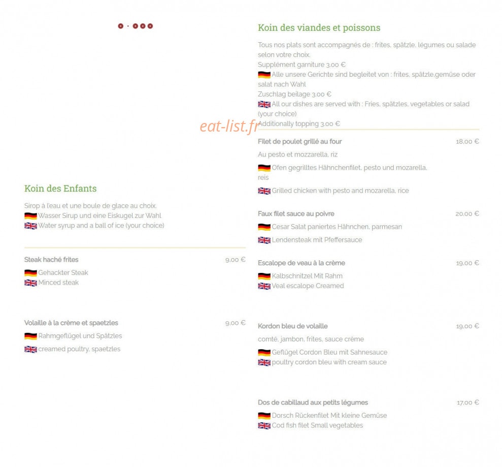 Restaurant Le K — carte page 2