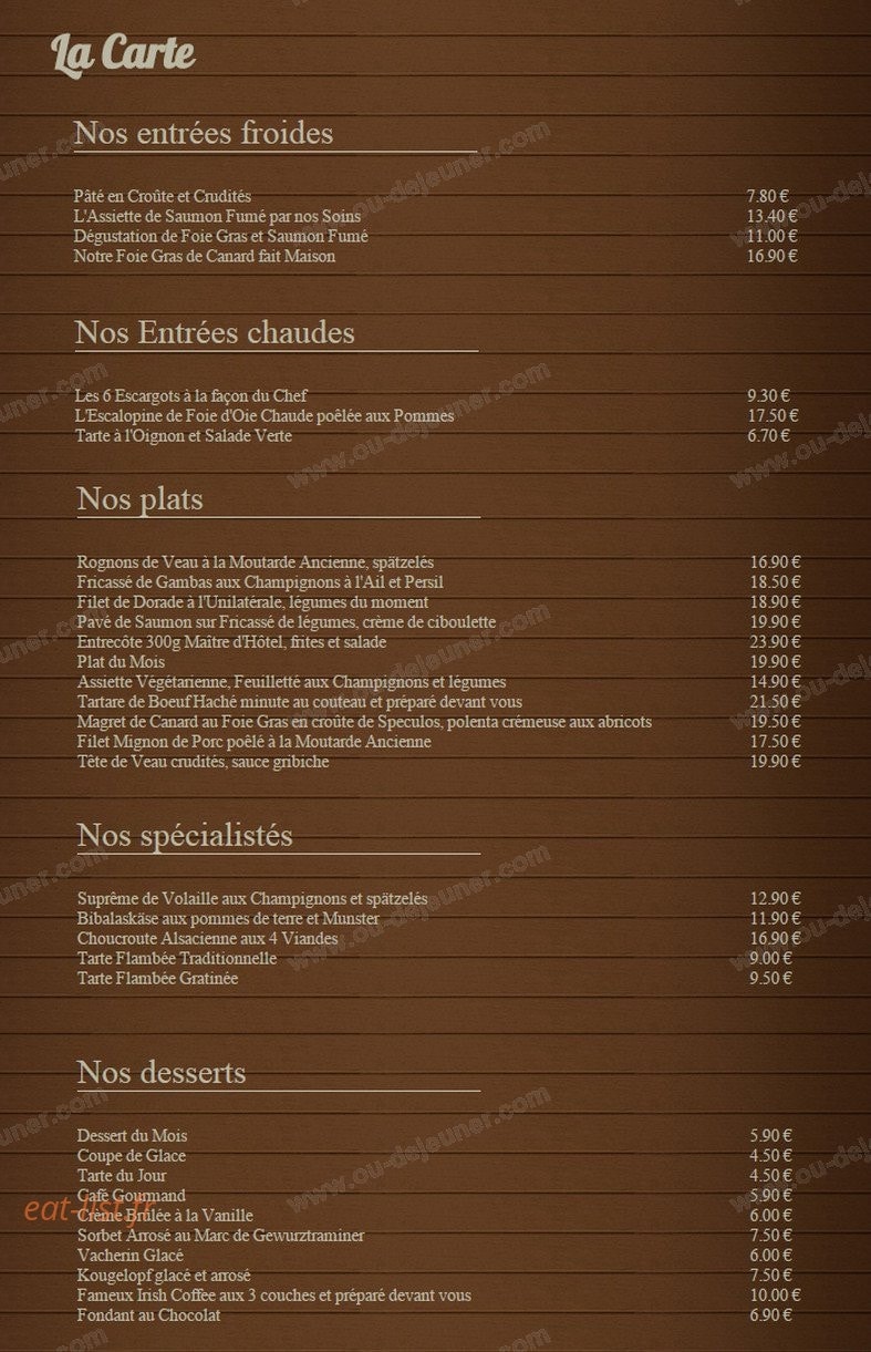 Restaurant Meistermann — carte page 1
