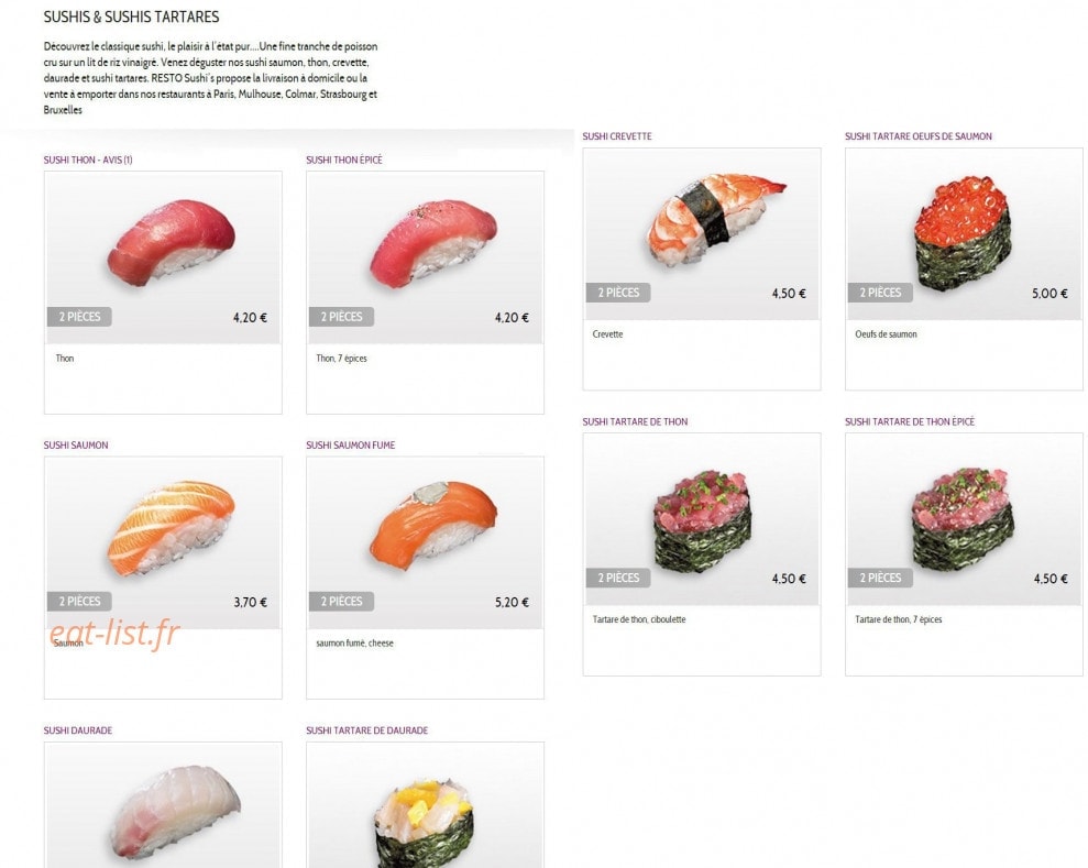 Resto Sushi's — carte page 2
