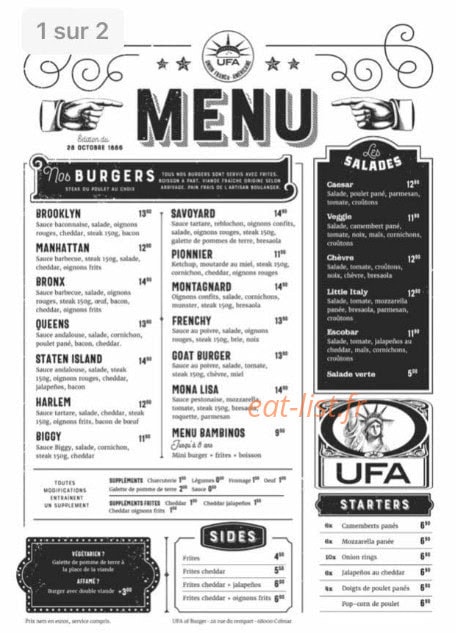 Ufa of burger — carte page 1