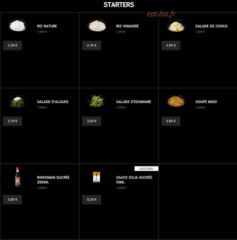 Yapan sushi — carte page 1