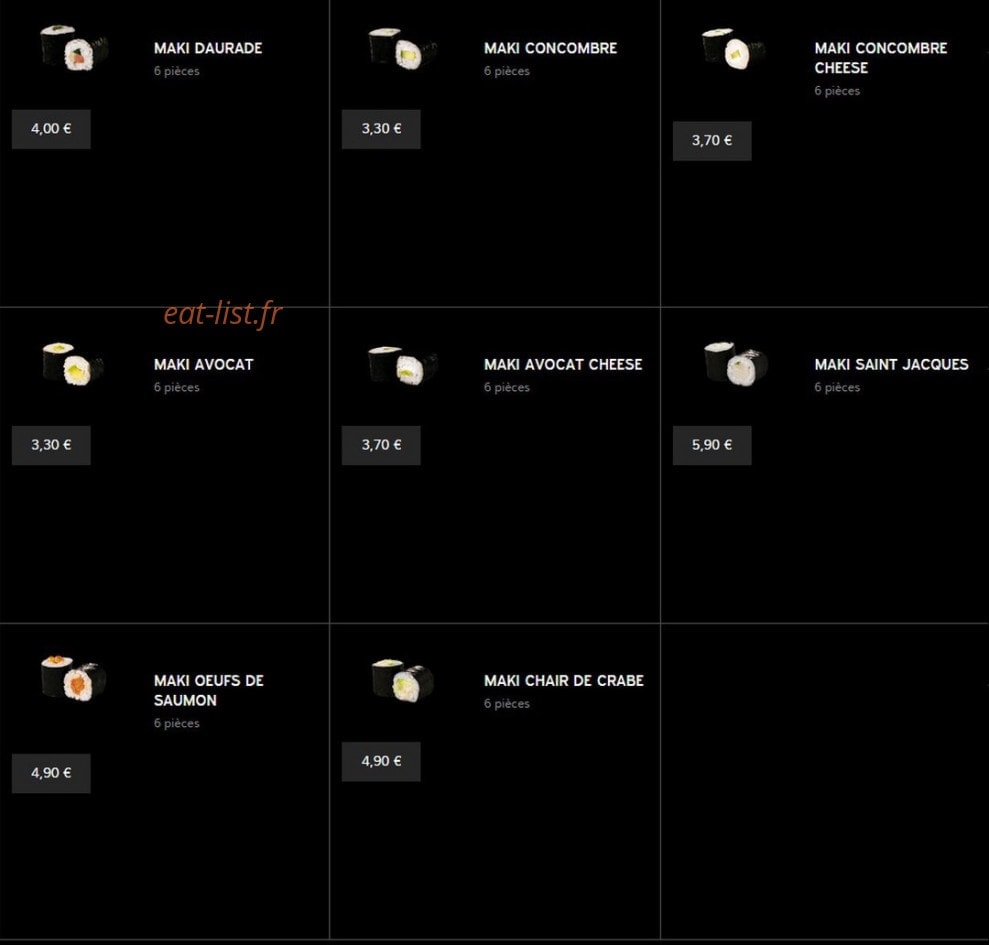 Yapan sushi — carte page 9