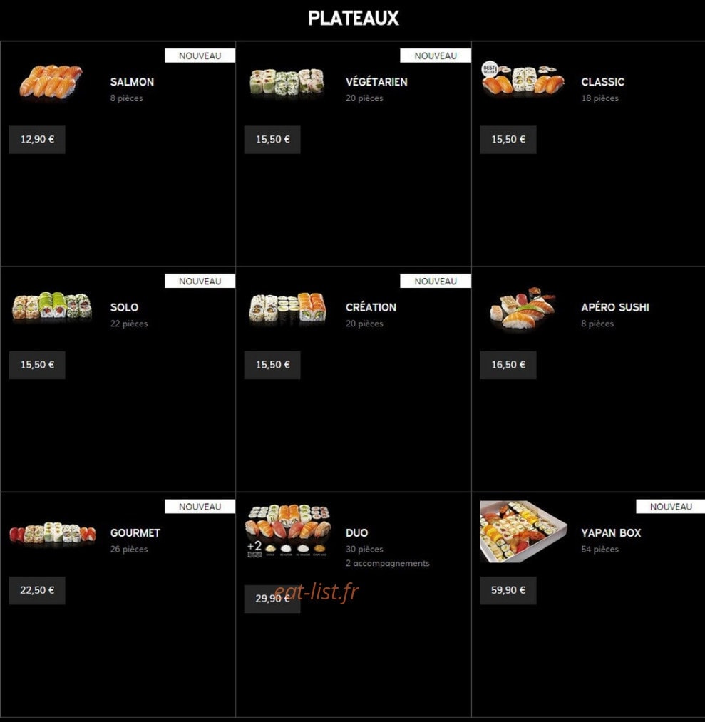 Yapan sushi — carte page 3