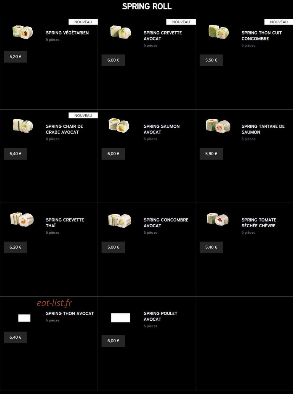 Yapan sushi — carte page 11