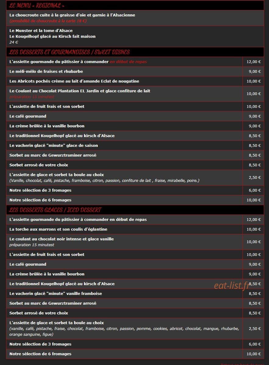 La Taverne Alsacienne — carte page 3