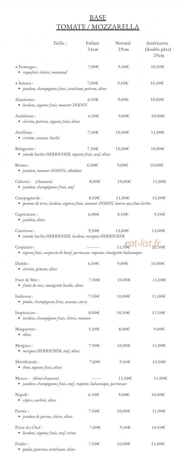 LP Lorenzo Pizza — carte page 1