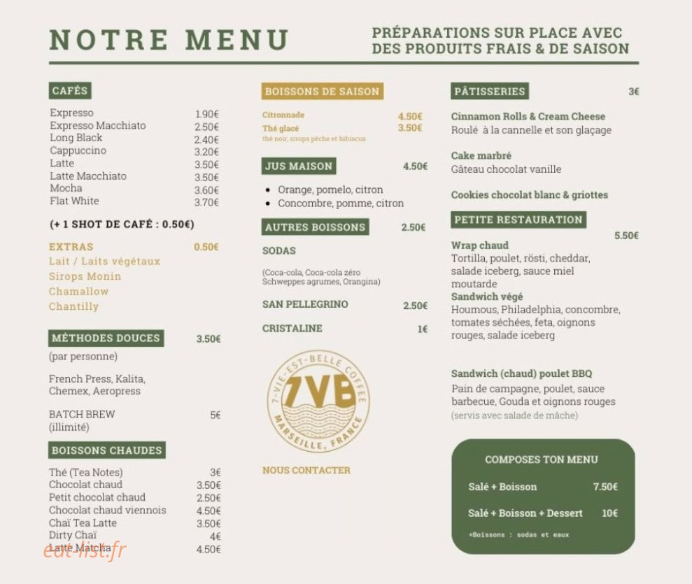 7VB Café — carte page 2