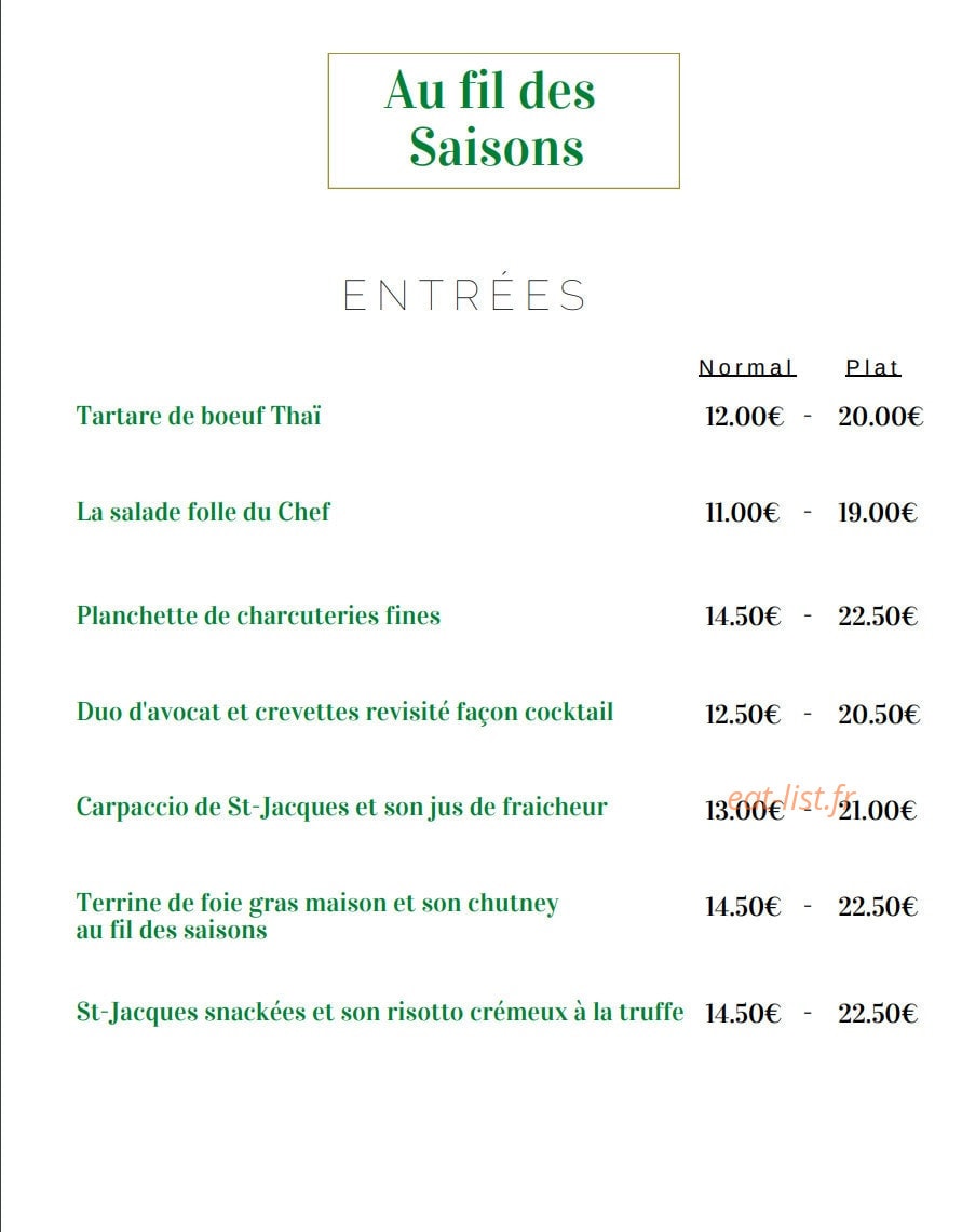 Au fil des saisons — carte page 1