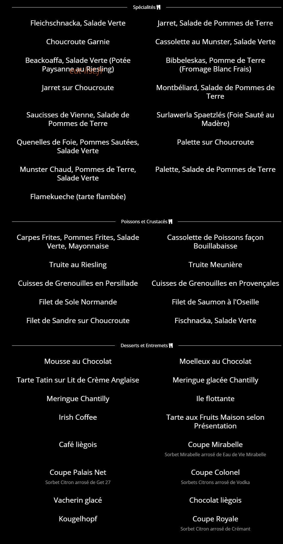 Auberge des Franciscains — carte page 3