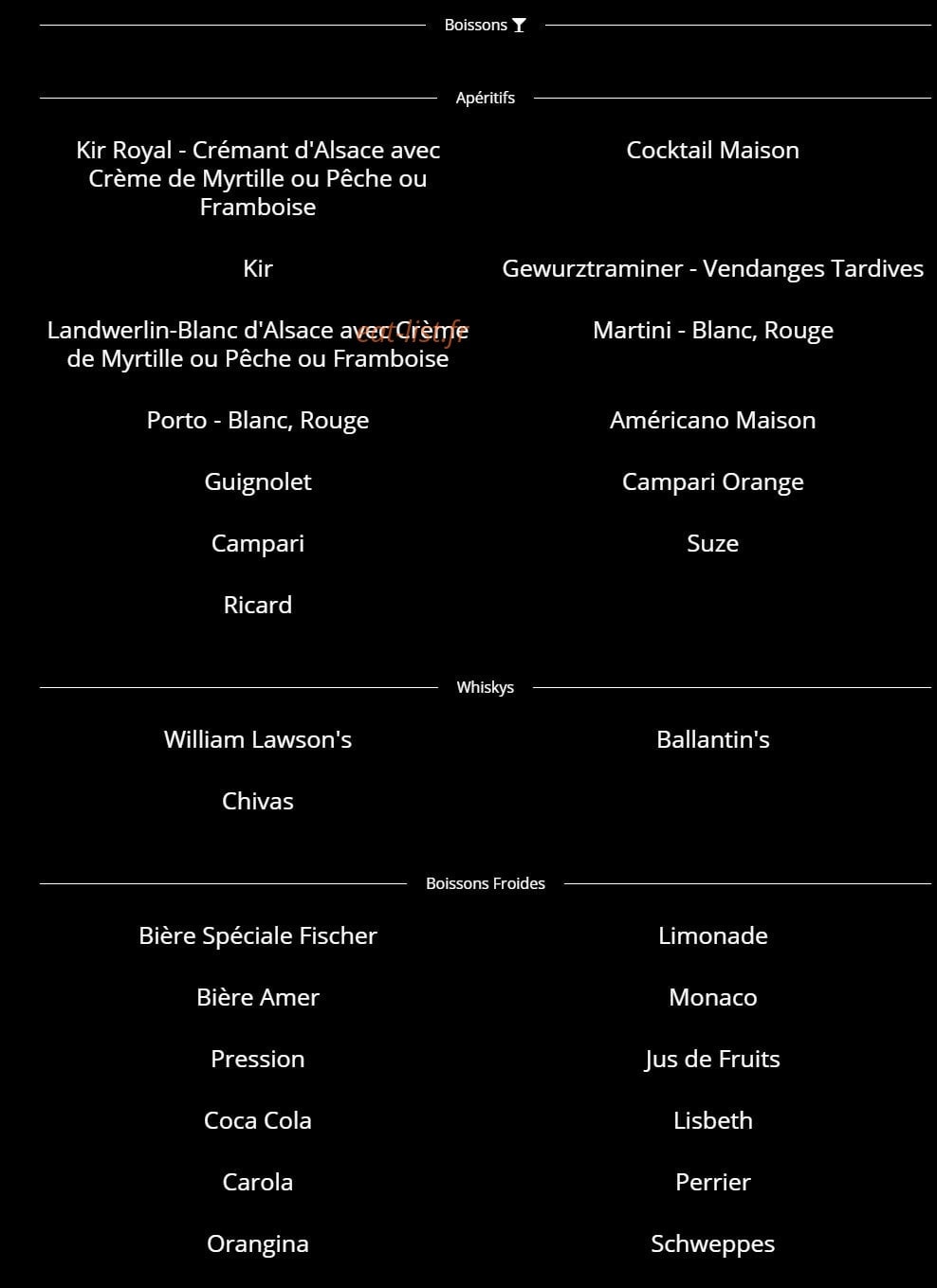 Auberge des Franciscains — carte page 4