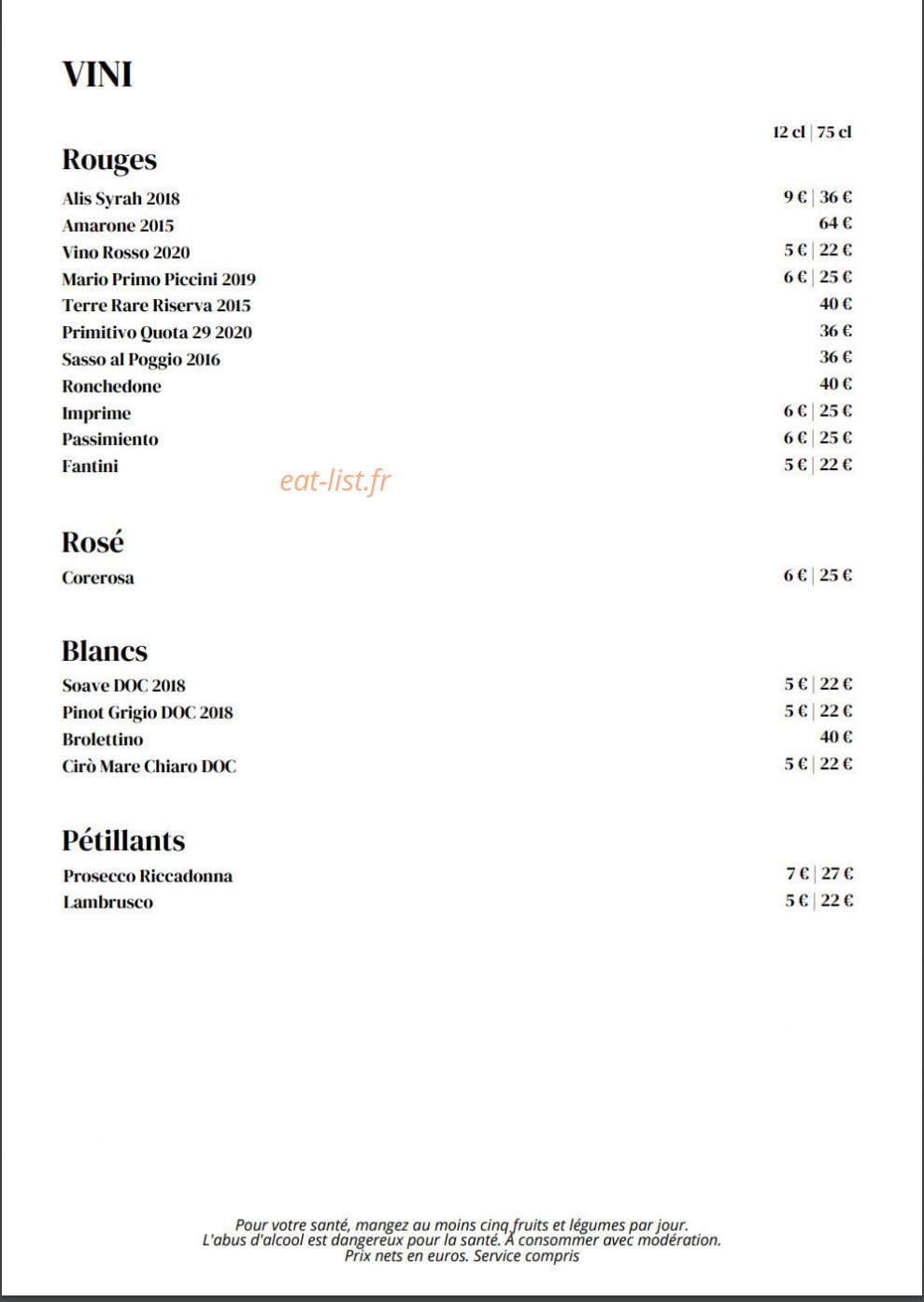 Bella Society — carte page 5