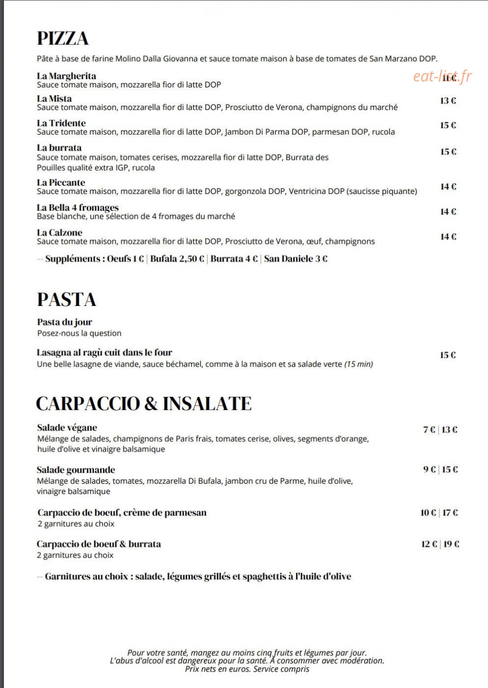 Bella Society — carte page 2