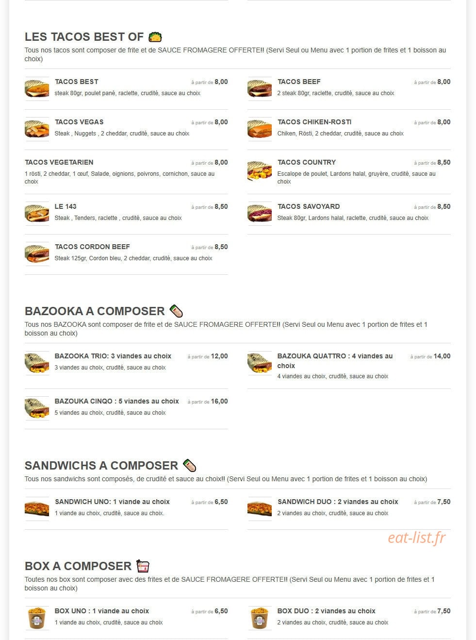 Best Food — carte page 2