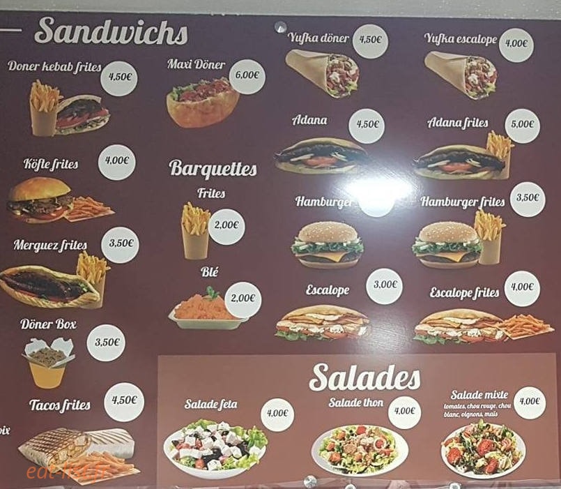 Bizim Kebab — carte page 1