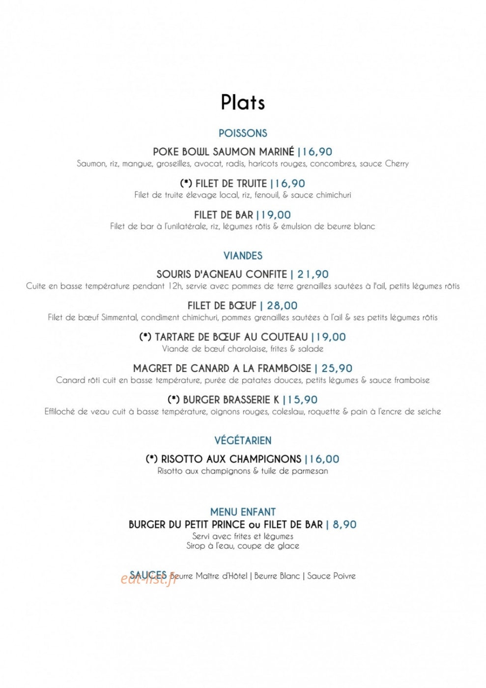 Brasserie K — carte page 3