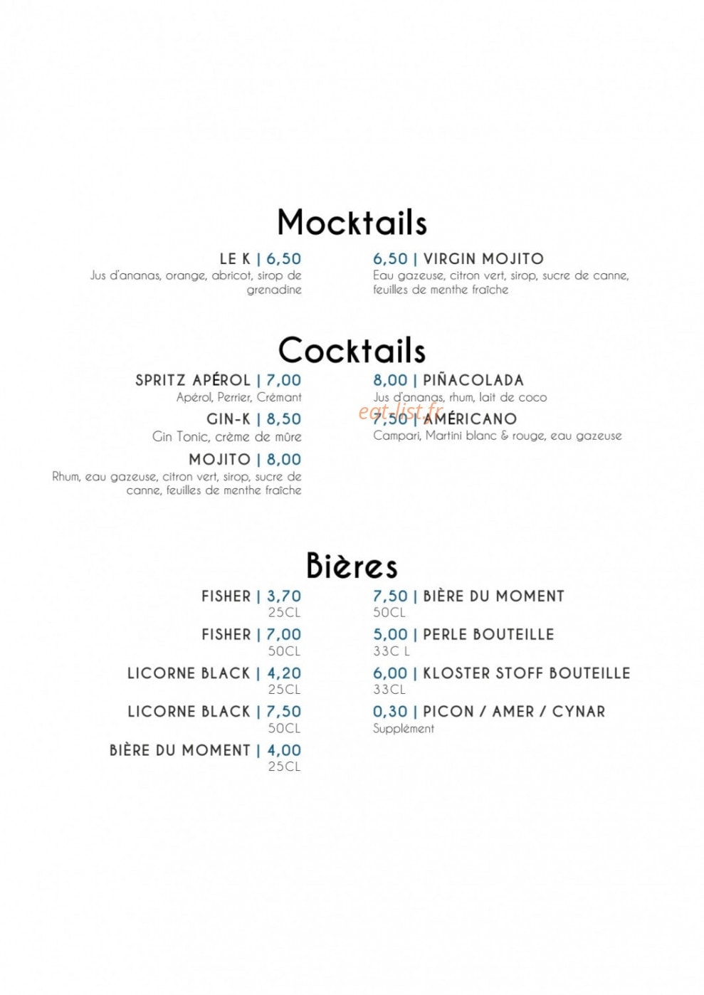 Brasserie K — carte page 6