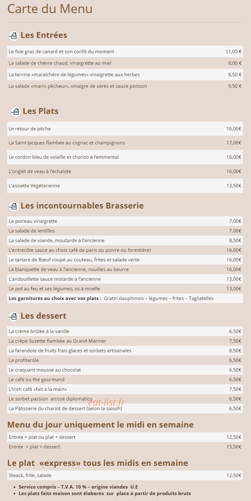 Brasserie L'Illberg — carte page 1