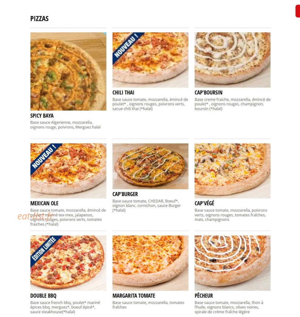 Capitaine Pizza — carte page 1