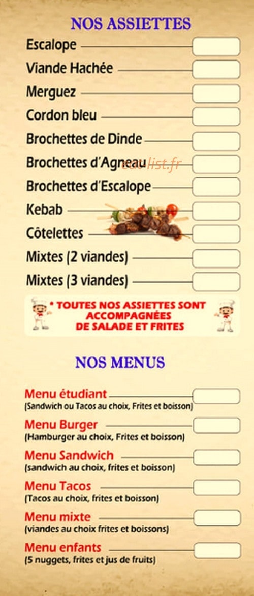 Chez Yasmine — carte page 2