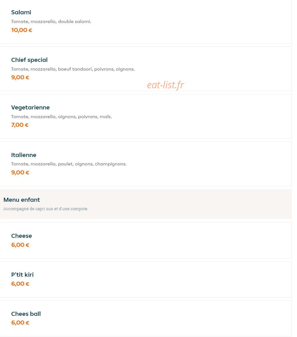 Chief pizza burger — carte page 5