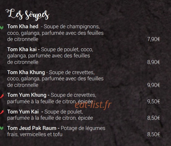 Chili Thai — carte page 2