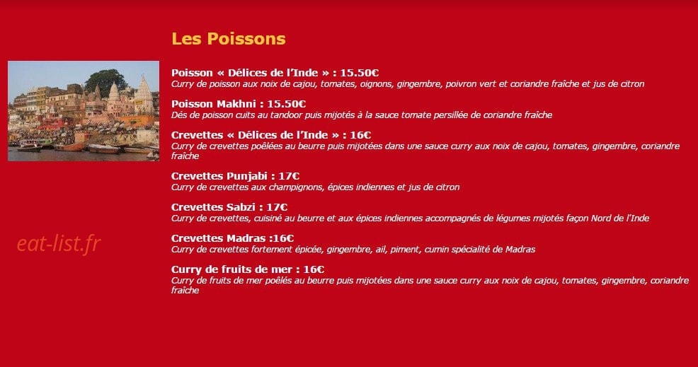 Délices de l'Inde — carte page 3