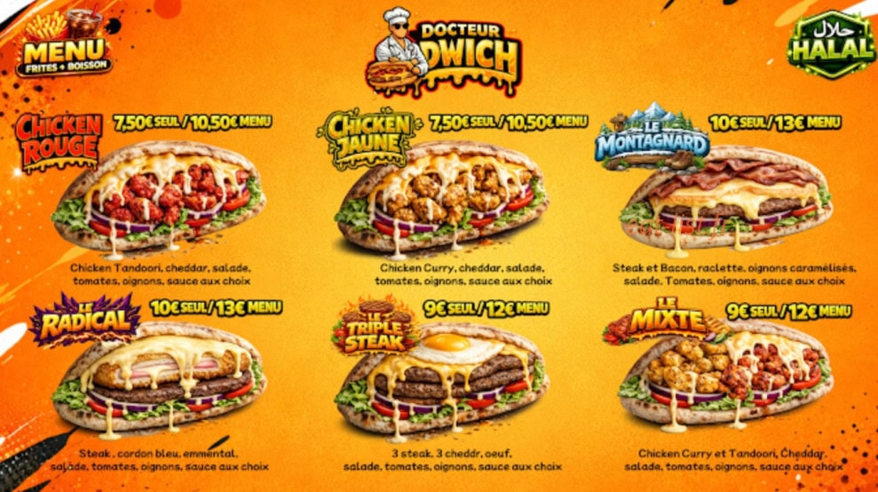 Carte et menu de Docteur Burger à Mulhouse — Sandwiches