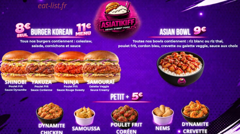 Carte et menu de Docteur Burger à Mulhouse — Asiatikiff