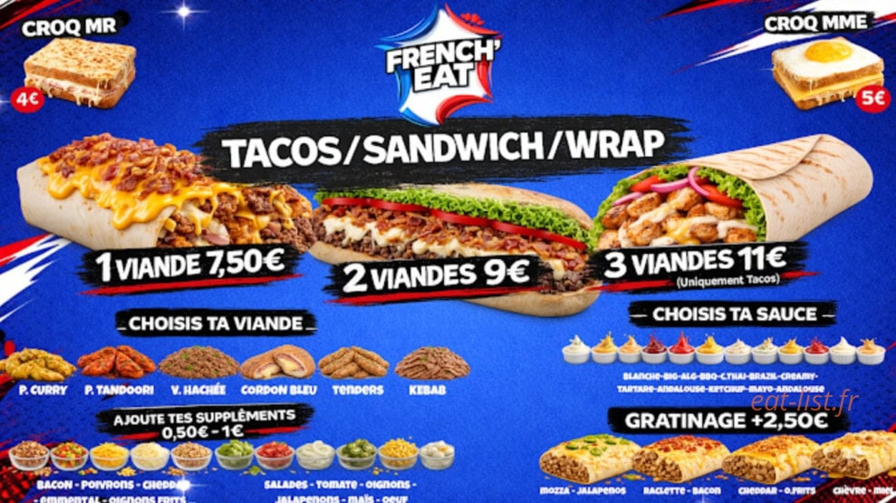 Carte et menu de Docteur Burger à Mulhouse — Tacos, sandwich, wrap