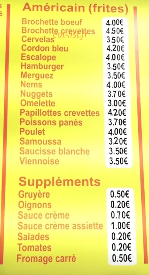 Friterie Alsacienne — carte page 2
