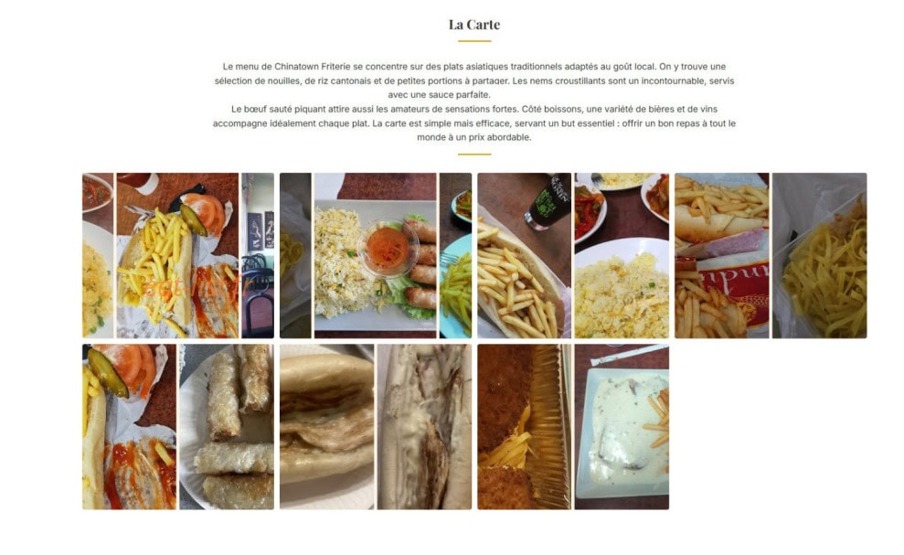 Carte et menu de Friterie Chinatown à Mulhouse — La carte