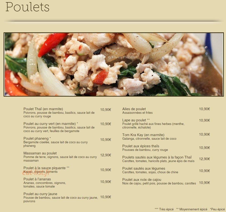 Khrua Thai — carte page 7