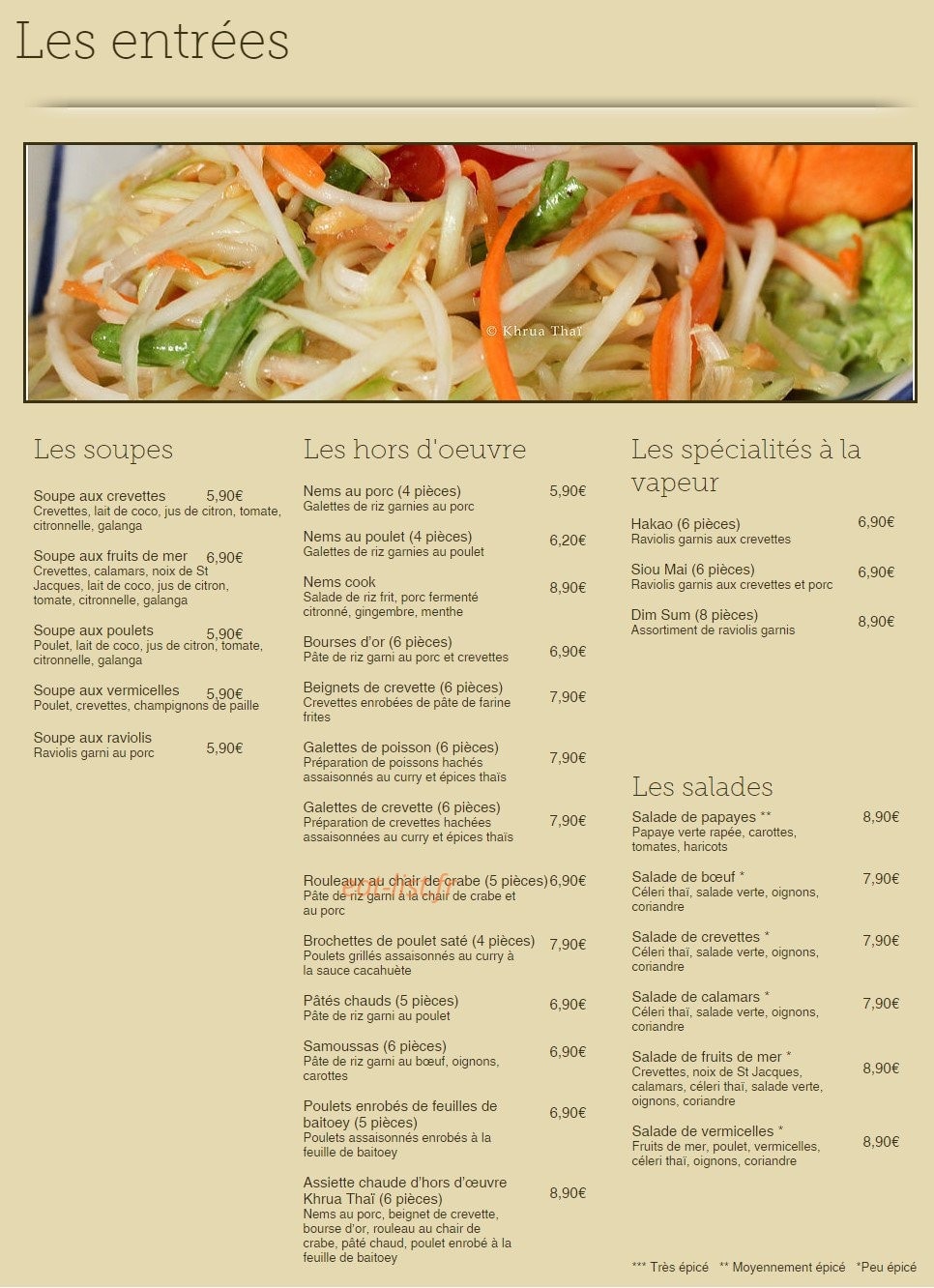 Khrua Thai — carte page 2