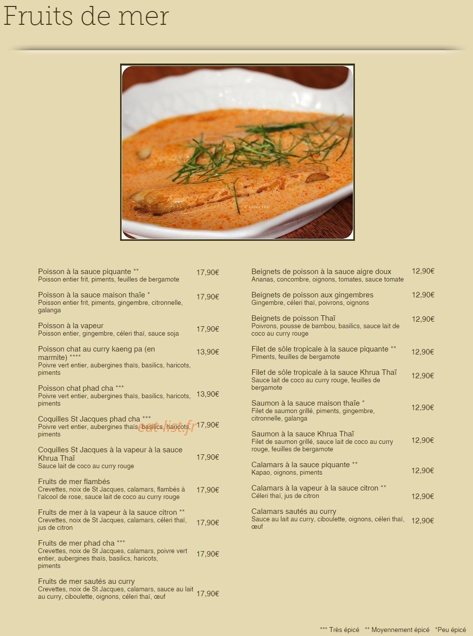 Khrua Thai — carte page 3