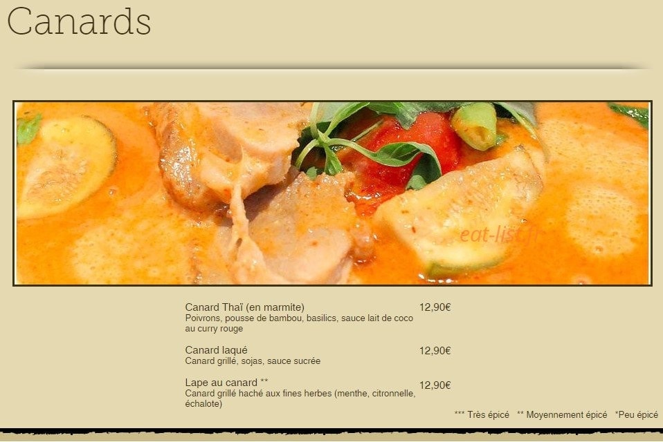 Khrua Thai — carte page 8