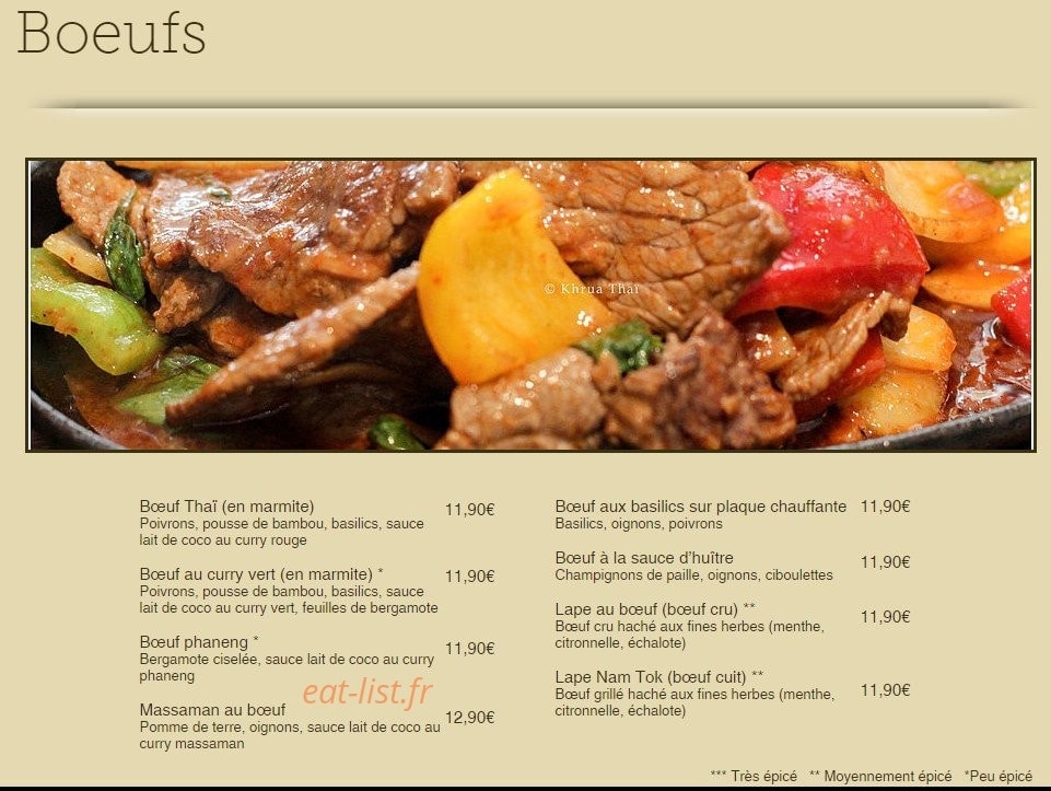 Khrua Thai — carte page 5