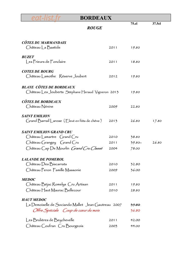 L'Auberge Du Zoo — carte page 13