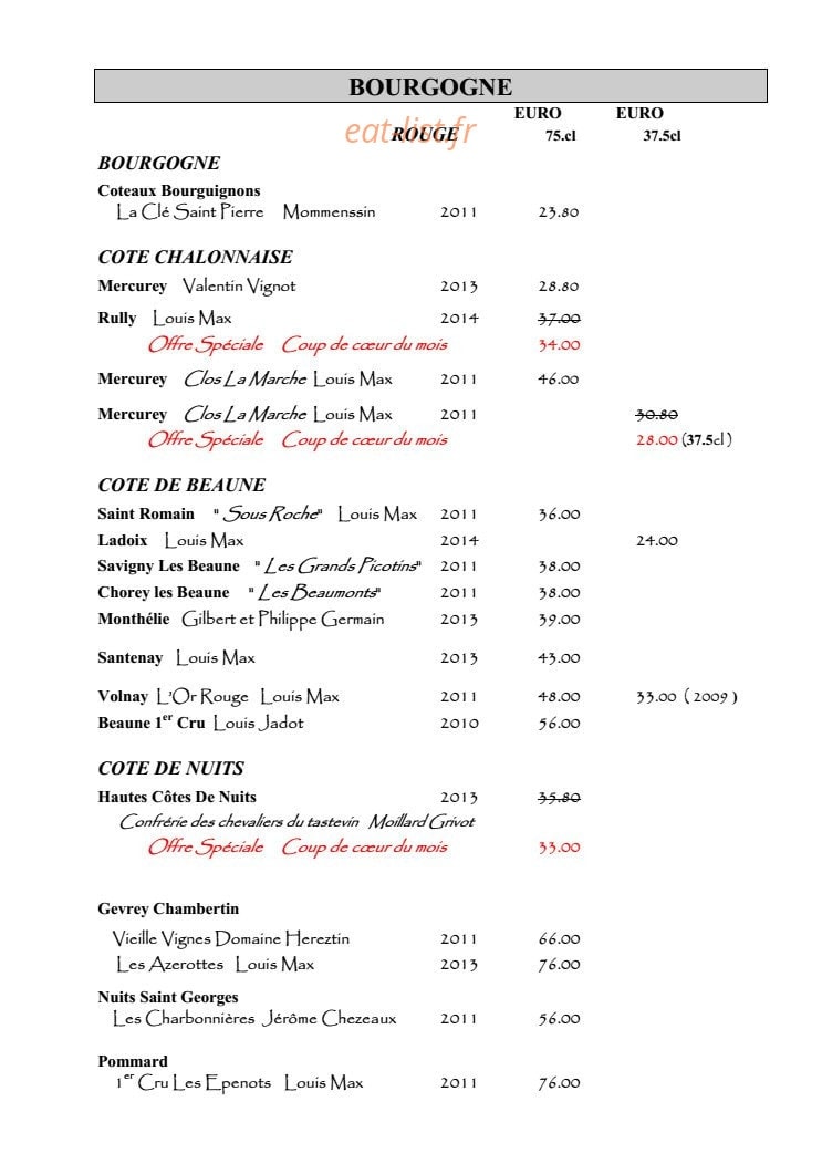 L'Auberge Du Zoo — carte page 15