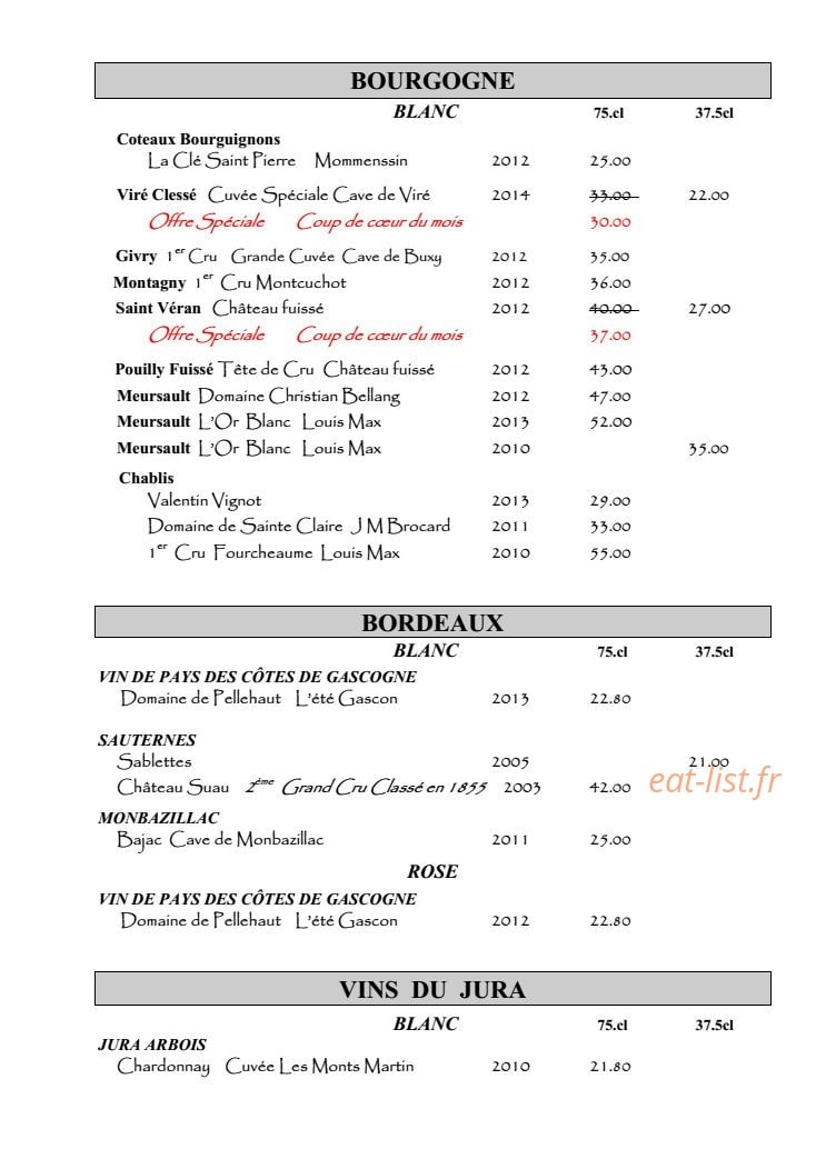 L'Auberge Du Zoo — carte page 11