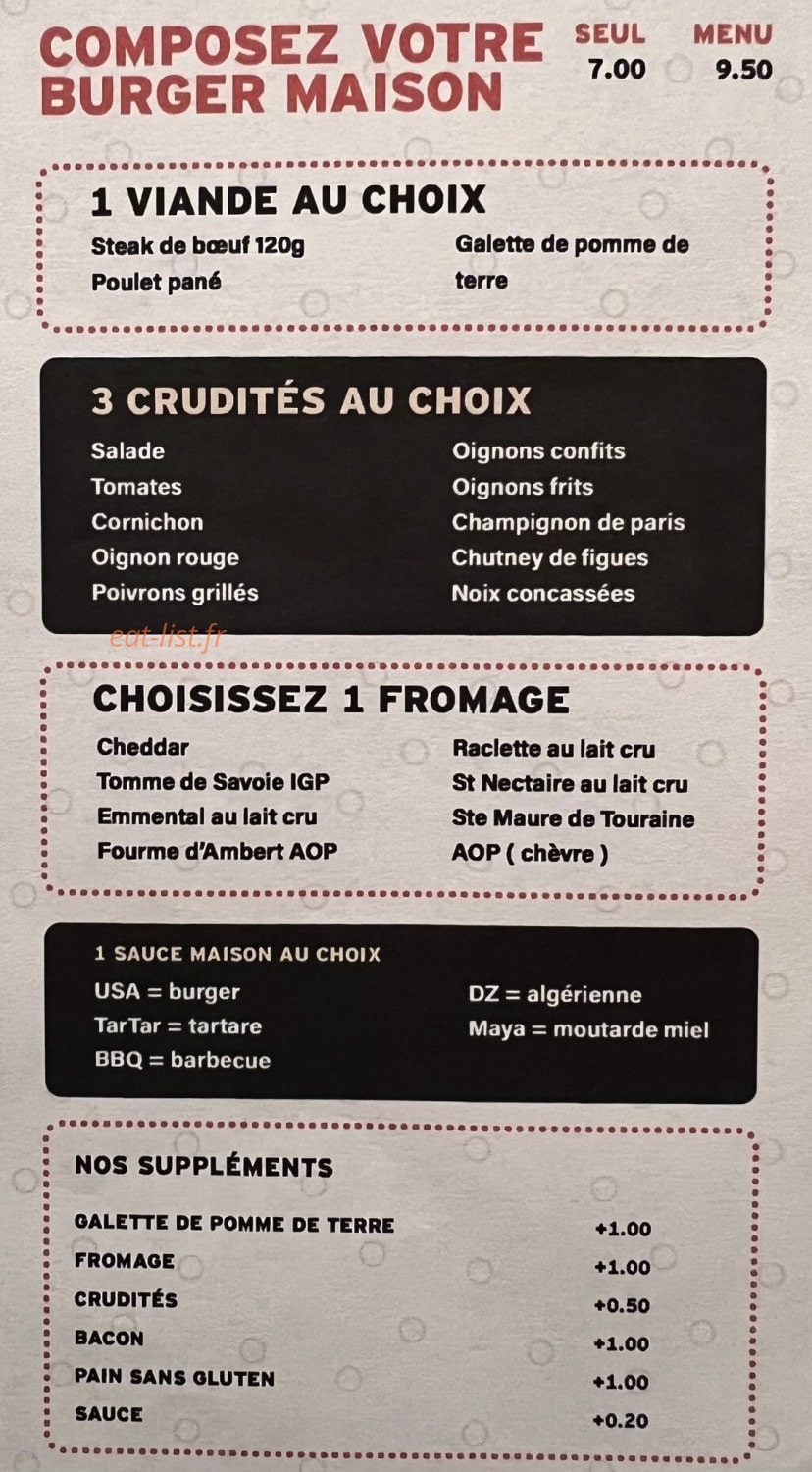 La maison du burger — carte page 1