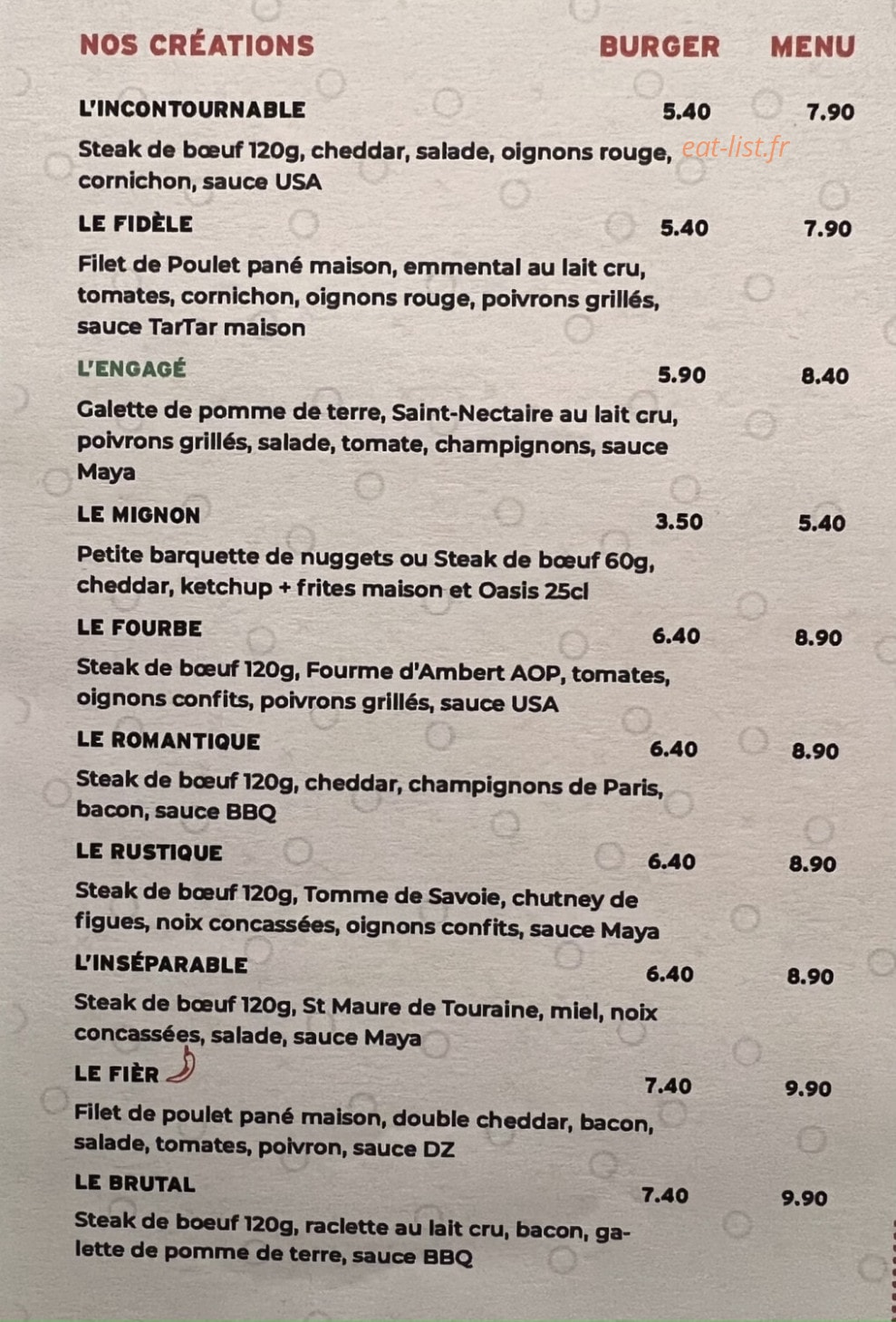La maison du burger — carte page 2