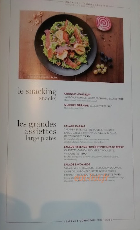 Le Grand Comptoir — carte page 1