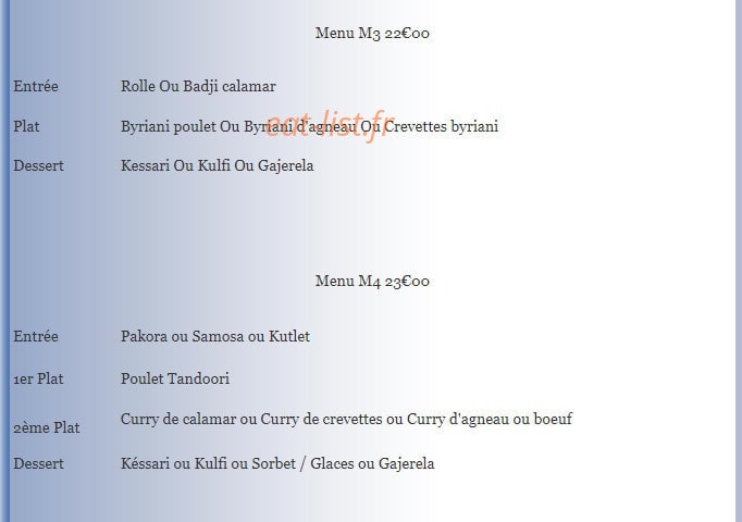 Le Tajmahal — carte page 6