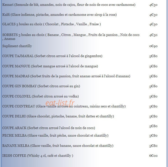 Le Tajmahal — carte page 7